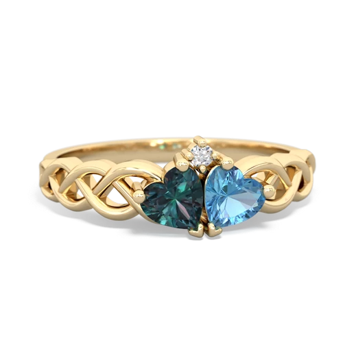 alexandrite-blue topaz celtic braid ring