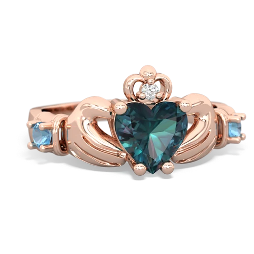 alexandrite-blue topaz claddagh ring