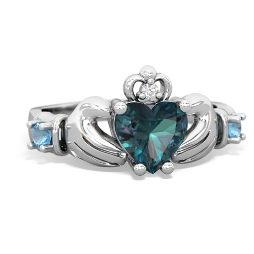 alexandrite-blue topaz claddagh ring