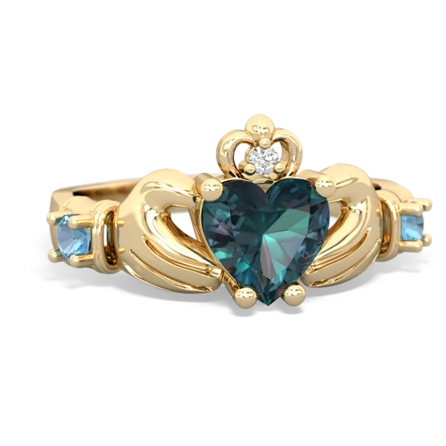 alexandrite-blue topaz claddagh ring