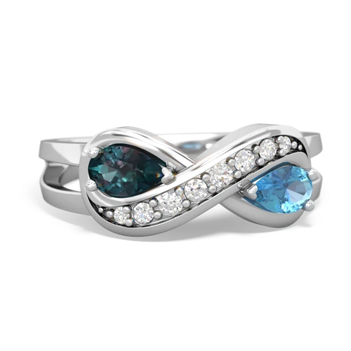 alexandrite-blue topaz diamond infinity ring