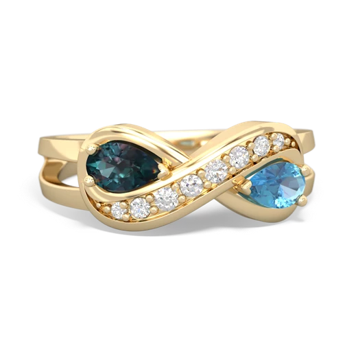 alexandrite-blue topaz diamond infinity ring