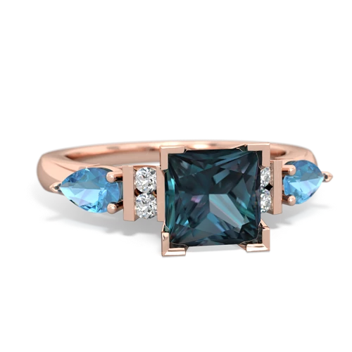 alexandrite-blue topaz engagement ring