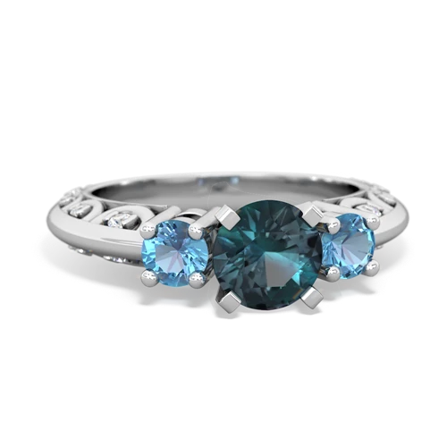 alexandrite-blue topaz engagement ring