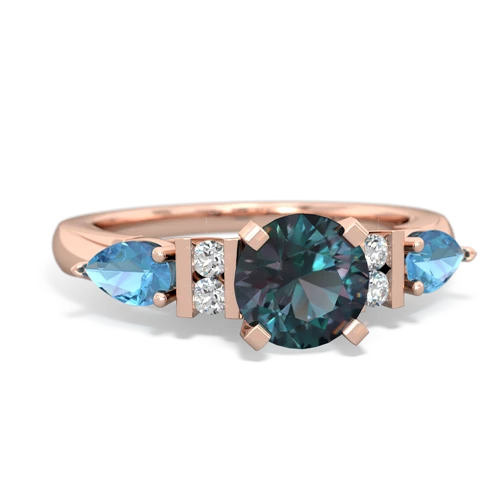 alexandrite-blue topaz engagement ring