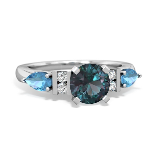 alexandrite-blue topaz engagement ring