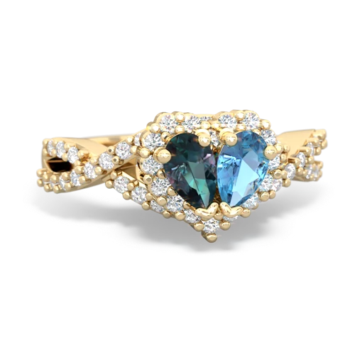 alexandrite-blue topaz engagement ring