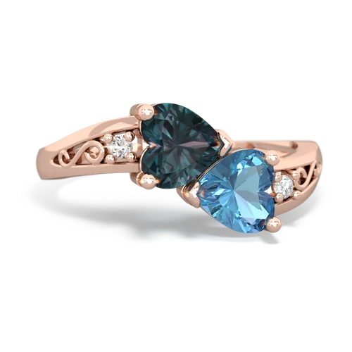 alexandrite-blue topaz filligree ring