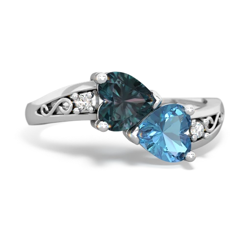 alexandrite-blue topaz filligree ring