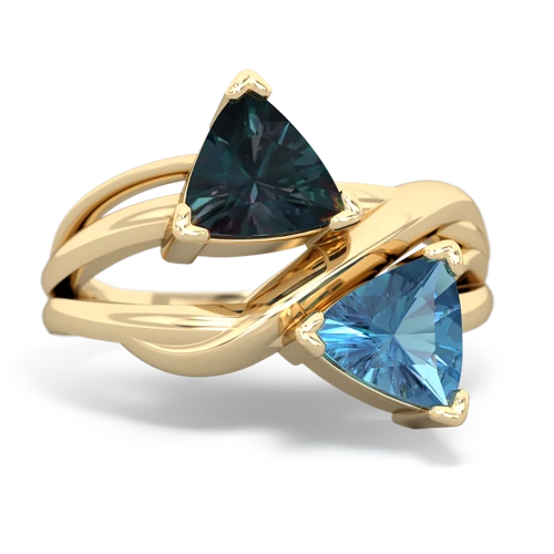 alexandrite-blue topaz filligree ring
