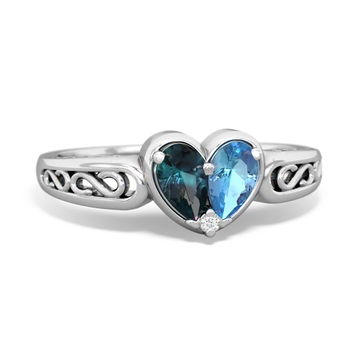 alexandrite-blue topaz filligree ring