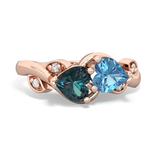 alexandrite-blue topaz floral keepsake ring