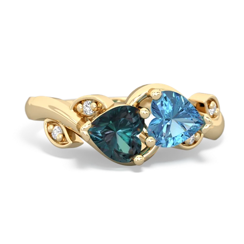 alexandrite-blue topaz floral keepsake ring