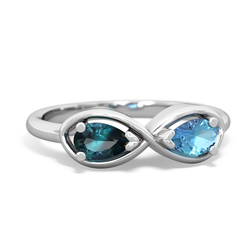 alexandrite-blue topaz infinity ring