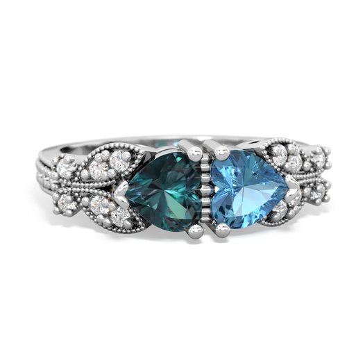 alexandrite-blue topaz keepsake butterfly ring