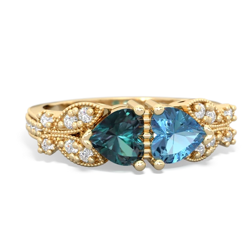 alexandrite-blue topaz keepsake butterfly ring