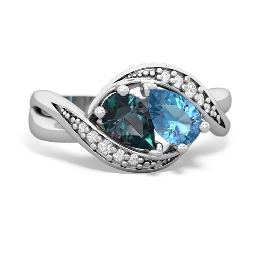 alexandrite-blue topaz keepsake curls ring