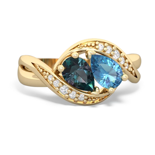 alexandrite-blue topaz keepsake curls ring