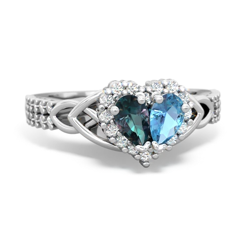 alexandrite-blue topaz keepsake engagement ring