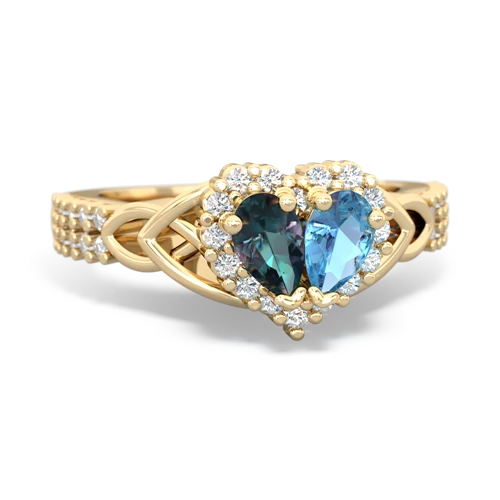 alexandrite-blue topaz keepsake engagement ring