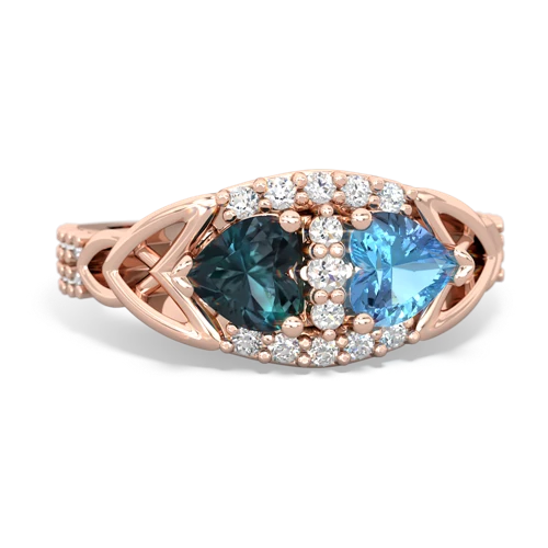 alexandrite-blue topaz keepsake engagement ring