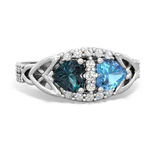 alexandrite-blue topaz keepsake engagement ring