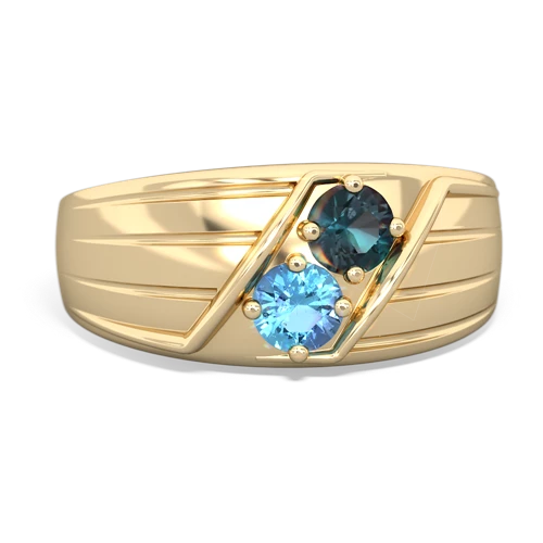 alexandrite-blue topaz mens ring
