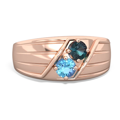 alexandrite-blue topaz mens ring