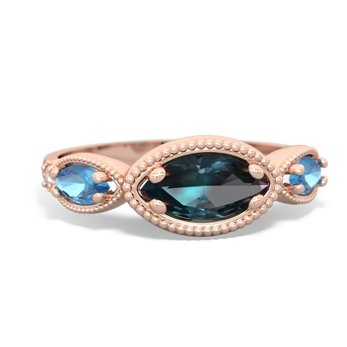alexandrite-blue topaz milgrain marquise ring