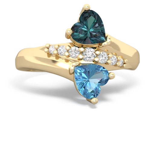alexandrite-blue topaz modern ring