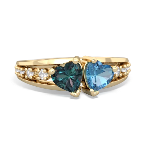 alexandrite-blue topaz modern ring