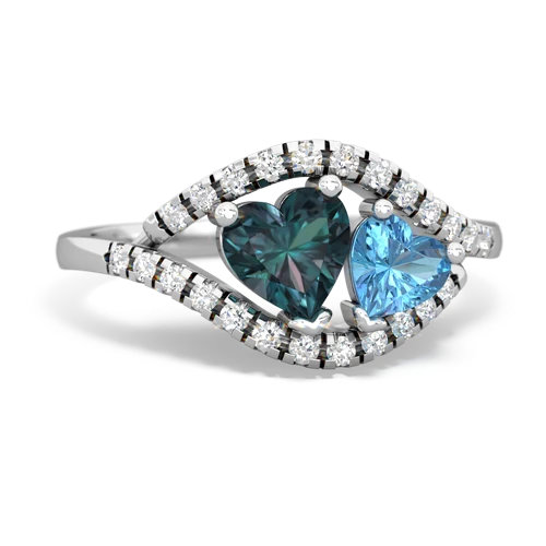 alexandrite-blue topaz mother child ring