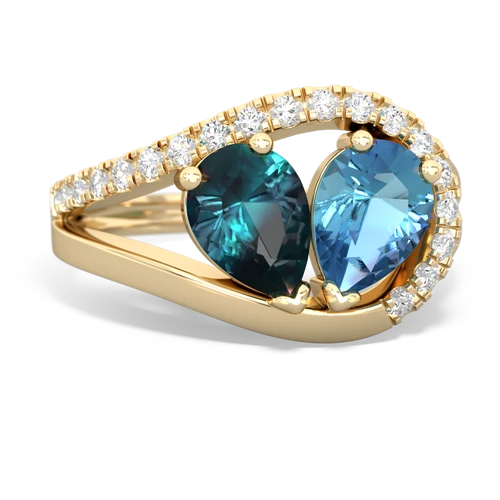 alexandrite-blue topaz pave heart ring