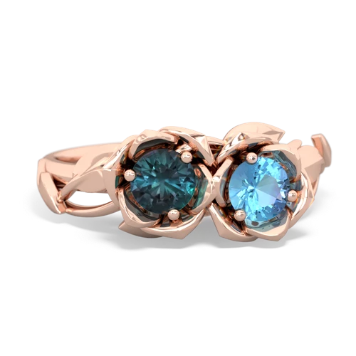 alexandrite-blue topaz roses ring