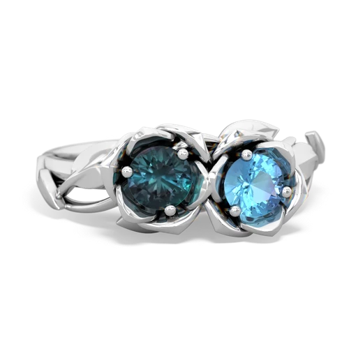 alexandrite-blue topaz roses ring