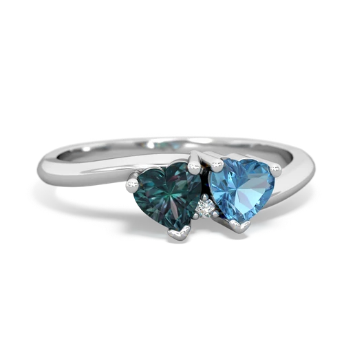 alexandrite-blue topaz sweethearts promise ring