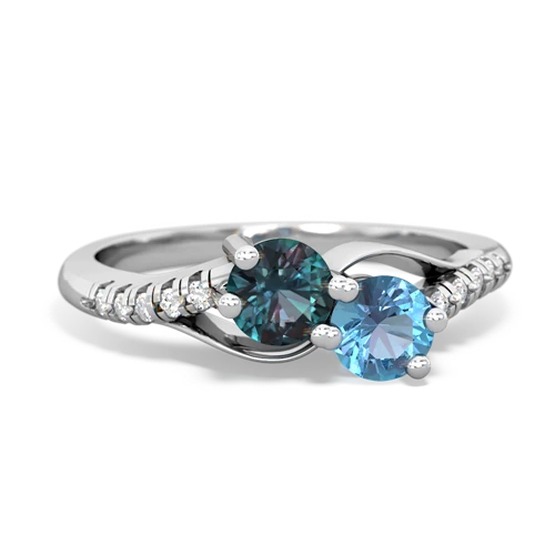 alexandrite-blue topaz two stone infinity ring