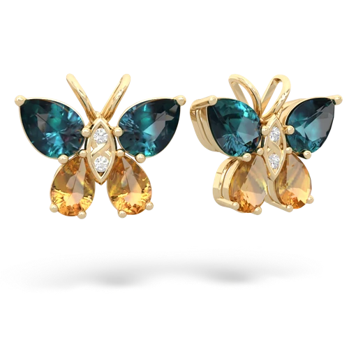 alexandrite-citrine butterfly earrings