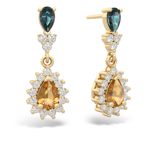 alexandrite-citrine dangle earrings