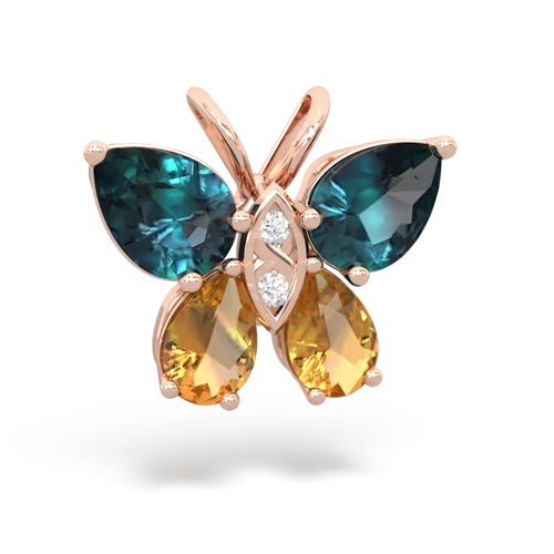 alexandrite-citrine butterfly pendant