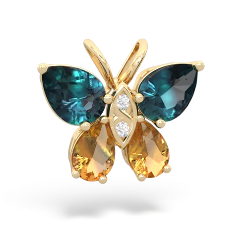 alexandrite-citrine butterfly pendant