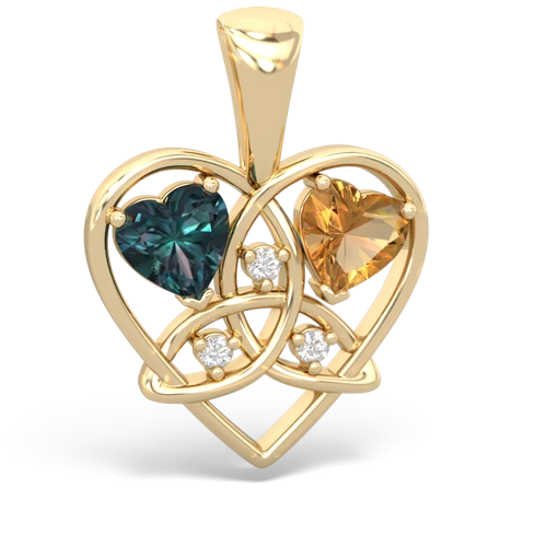 alexandrite-citrine celtic heart pendant