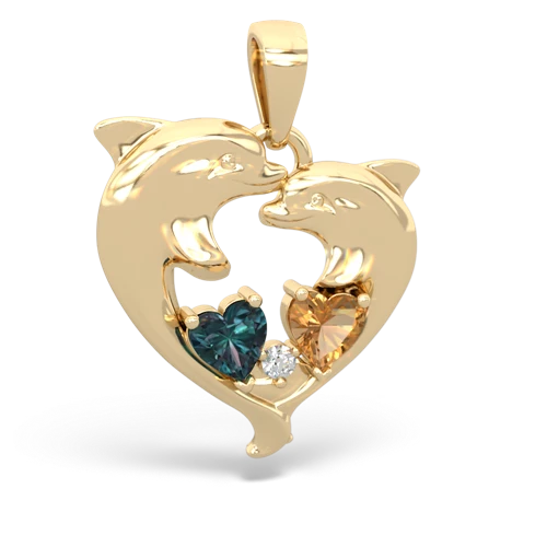 Lab Alexandrite Lab Created Alexandrite with Genuine Citrine Dolphin Heart pendant Pendant
