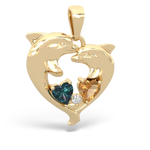 alexandrite-citrine dolphins pendant