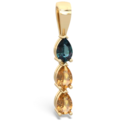 alexandrite-citrine three stone pendant