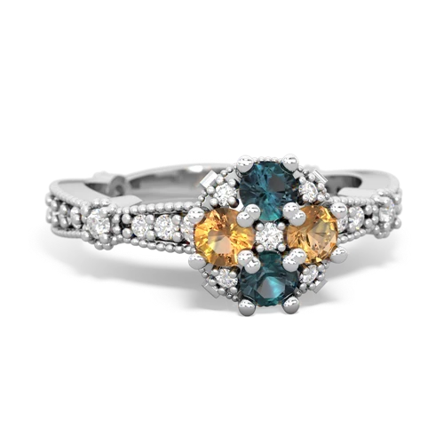 alexandrite-citrine art deco engagement ring