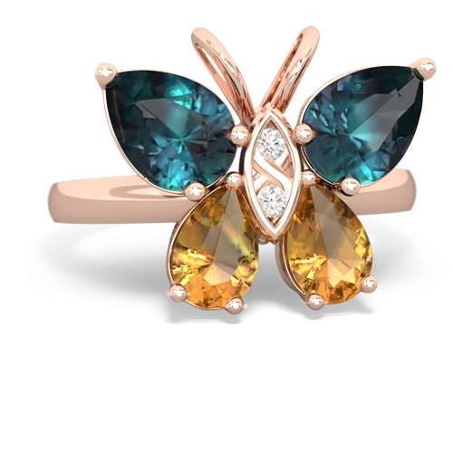 alexandrite-citrine butterfly ring