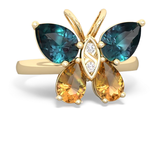 alexandrite-citrine butterfly ring