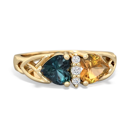 Lab Alexandrite Lab Created Alexandrite with Genuine Citrine Celtic Trinity Knot ring Ring