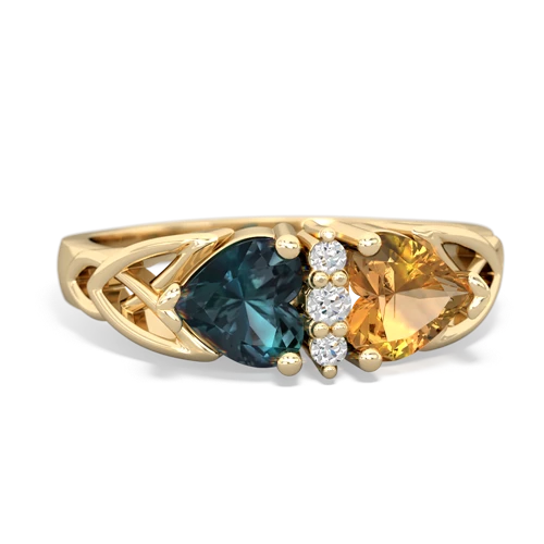 alexandrite-citrine celtic ring